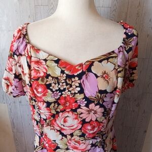 Lily Rose Floral Women's Dress Tie Back Colorful Women's Size XXL NWT